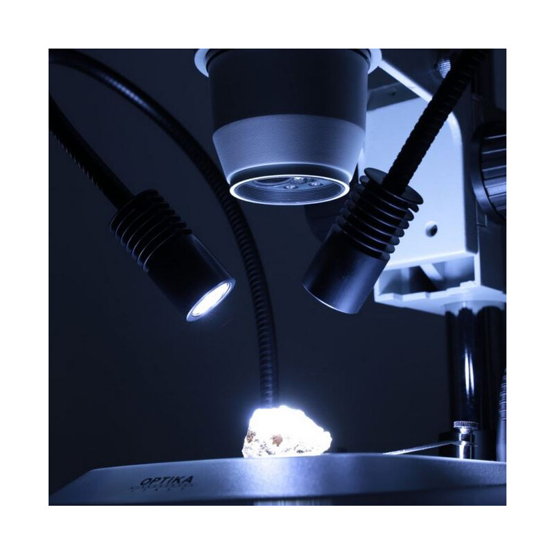 Optika Zoom-stereomikroskop SZO-6 , trino, 6,7-45x, Pelarstativ, infallande och Transmitterat ljus, dubbel spotlight