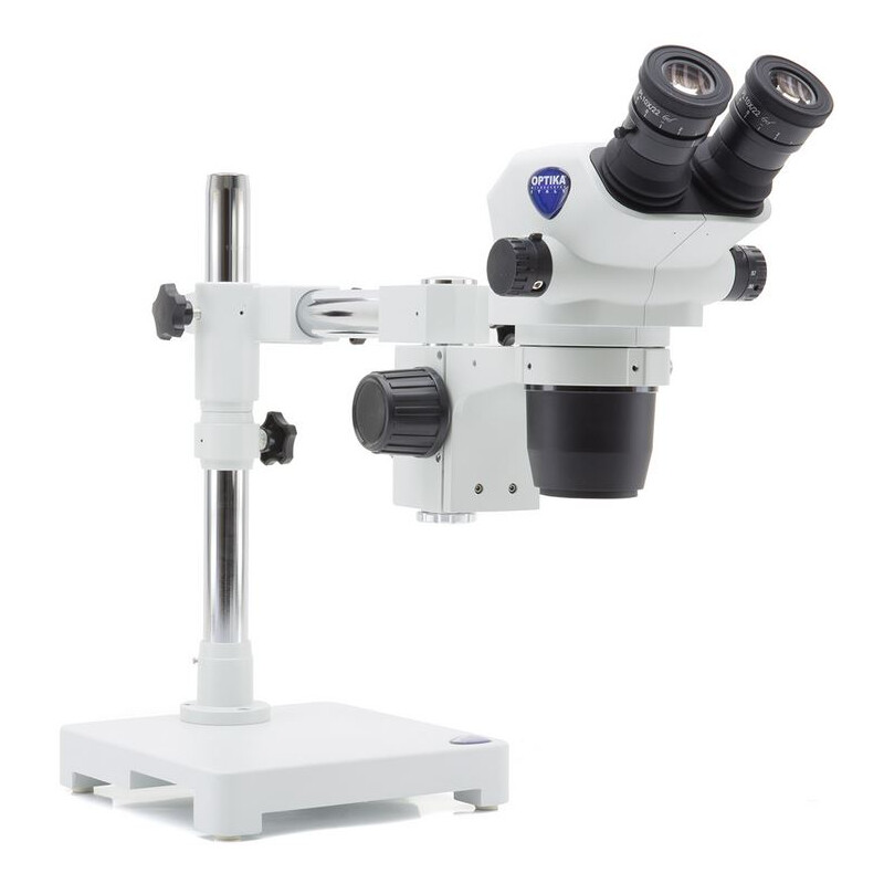 Optika Zoom-stereomikroskop SZO-7 bino, 6,7-45x, överhängande, AM Arms, utan belysning