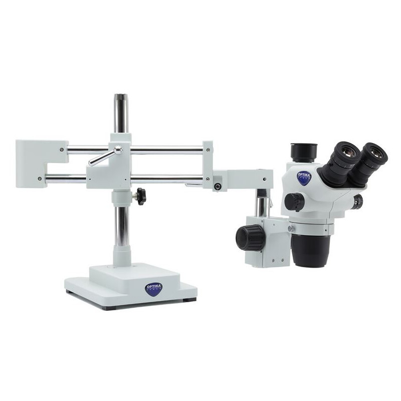 Optika Zoom-stereomikroskop SZO-10, trino, 6,7-45x, överhängande, AM Arms, utan belysning