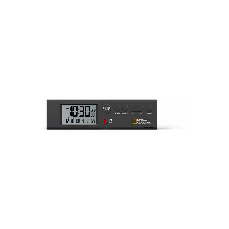 National Geographic Radiostyrd väckarklocka med världstid, termometer och Ficklampa