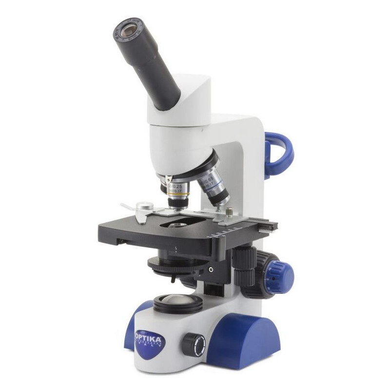 Optika Mikroskop B-62, mono, 40-400x, LED, batteri, cross-stage