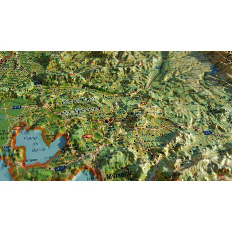3Dmap Regionkarta La Provence-Alpes-Cotes d'Azur