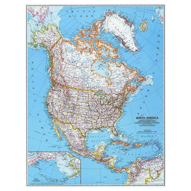 National Geographic Kontinentkarta Nordamerika, politiskt