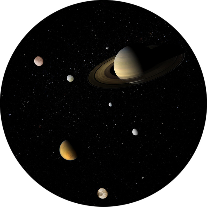 Redmark Dia för Bresser och NG planetarium Saturnus-systemet
