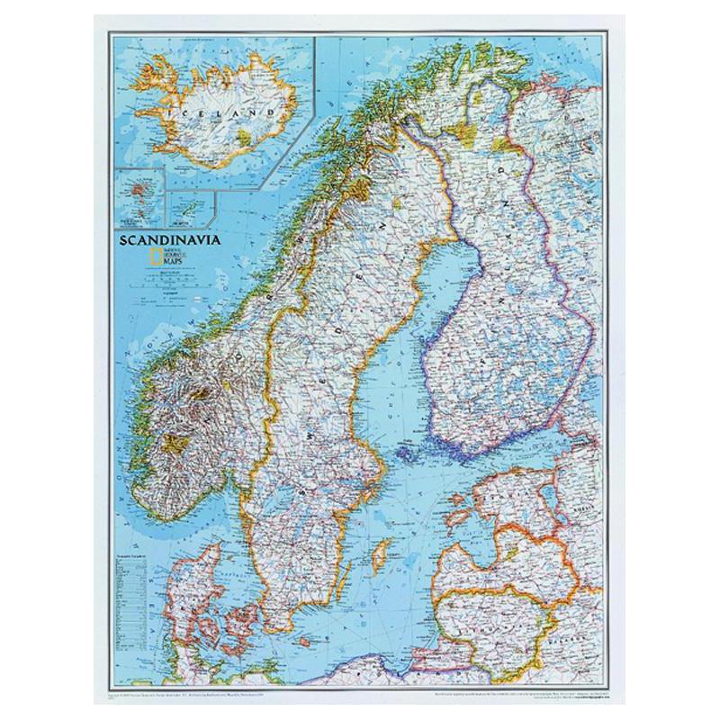 National Geographic Regionkarta Skandinavien