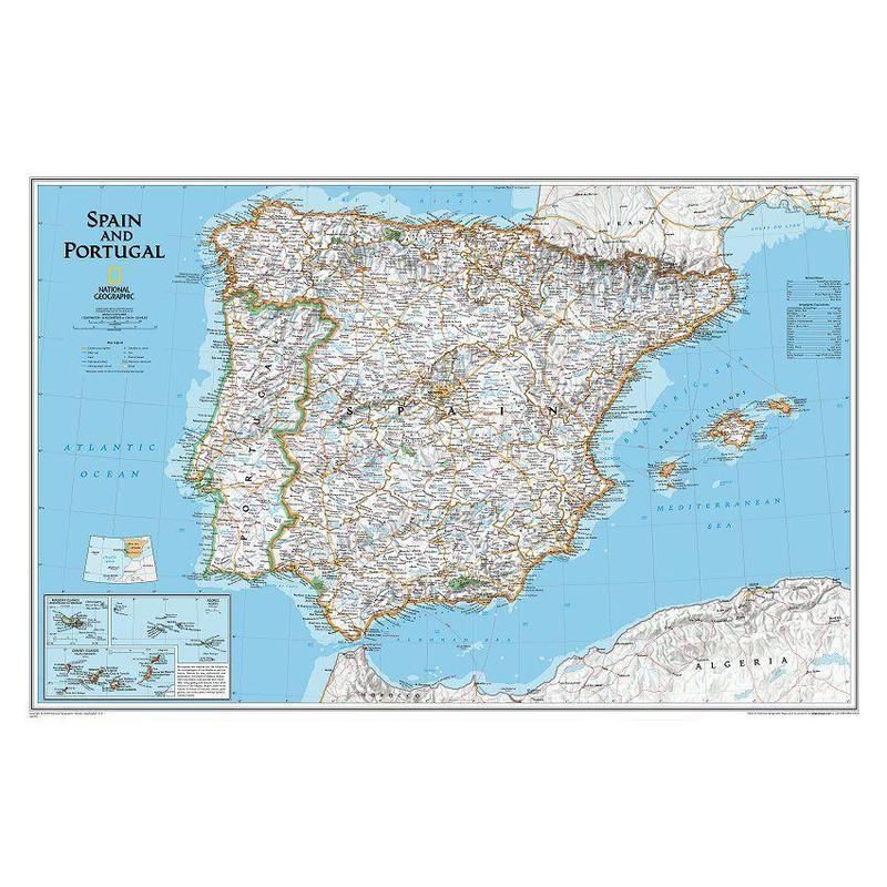 National Geographic Karta Spanien och Portugal