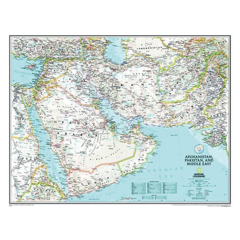 National Geographic Regionkarta Afghanistan, Pakistan och Mellanöstern