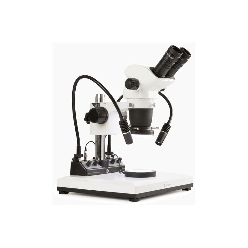 Euromex belysningsstation LE.5212, vit, 2 svanhalsar, Ringlampor, Transmitterat ljus