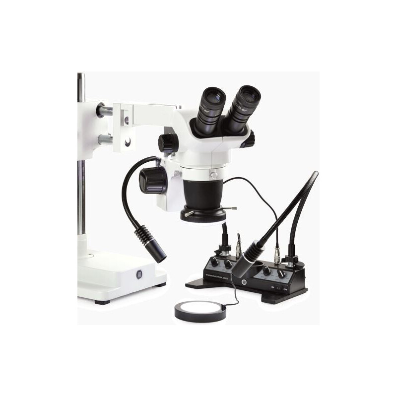 Euromex belysningsstation LE.5212, vit, 2 svanhalsar, Ringlampor, Transmitterat ljus