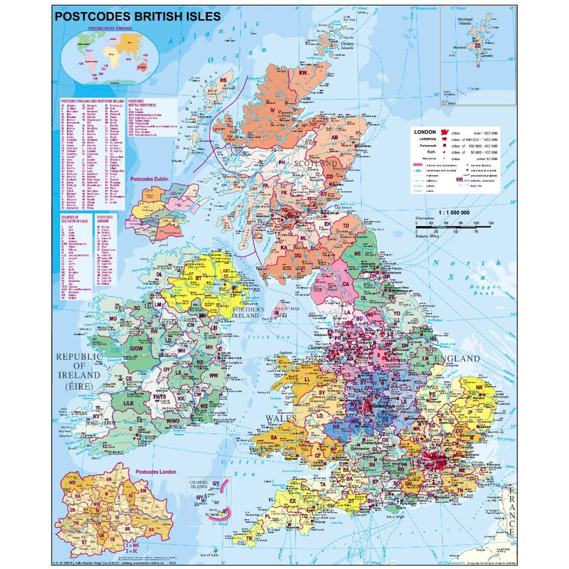 Stiefel Postnummerkarta över Storbritannien (Engelska)