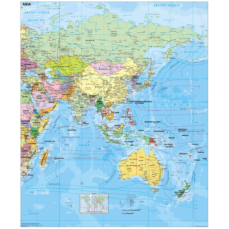 Stiefel Kontinentkarta Asien politisk (engelska)