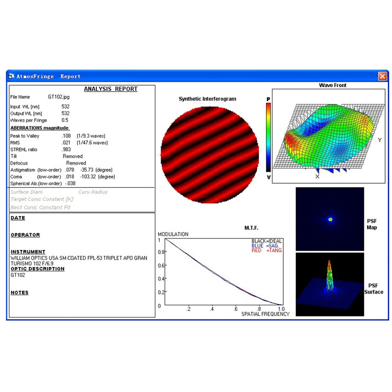 William Optics Apokromatisk refraktor AP 102/703 Gran Turismo GT 102 OTA