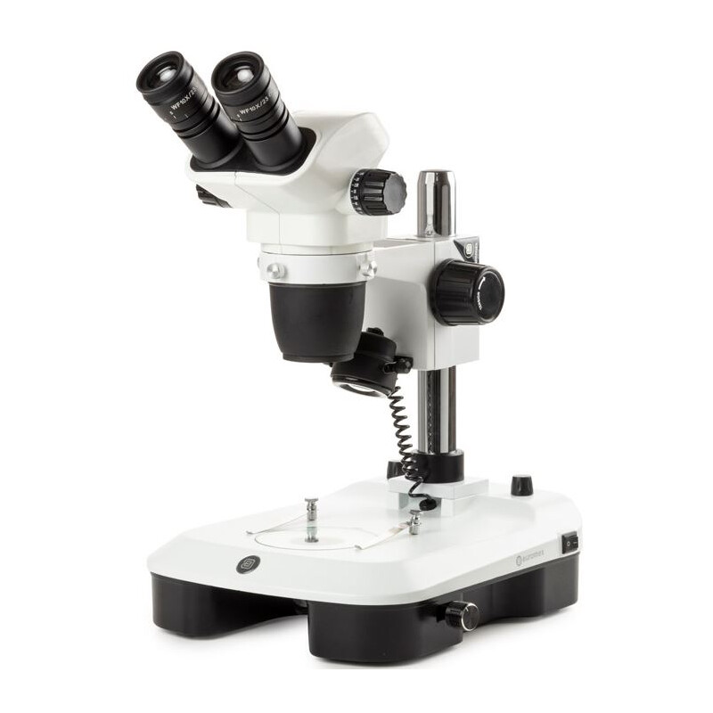 Euromex Zoom-stereomikroskop NZ.1702-M, 6.5-55x, kolonn, infallande och genomfallande ljus, bino, spegel för mörkfält, embryologi