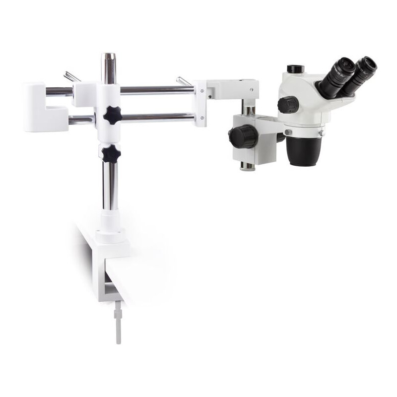Euromex Zoom-stereomikroskop NZ.1703-BC, 6.5-55x, dubbelarm, bordsklämma, trino