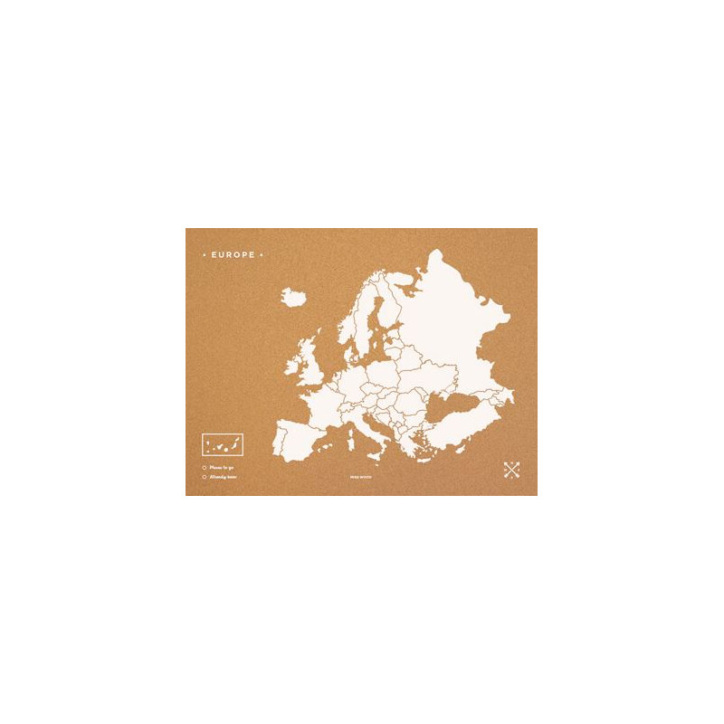 Miss Wood Kontinentkarta Woody Map Europa vit 60x45cm