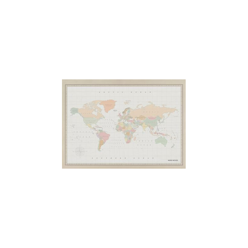 Miss Wood Världskarta Woody Map Watercolor Colonial XL