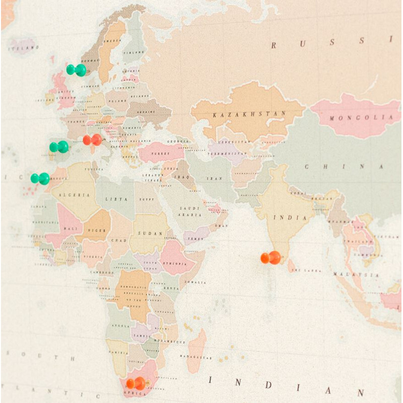 Miss Wood Världskarta Woody Map Watercolor Colonial L