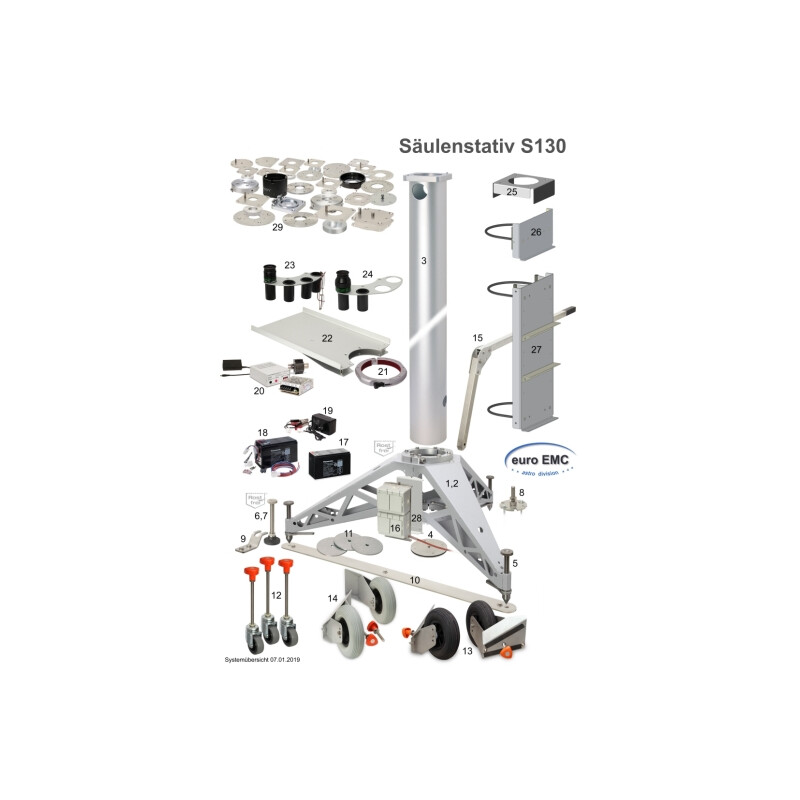euro EMC PU-hjul 200 mm för Pelarstativ S130