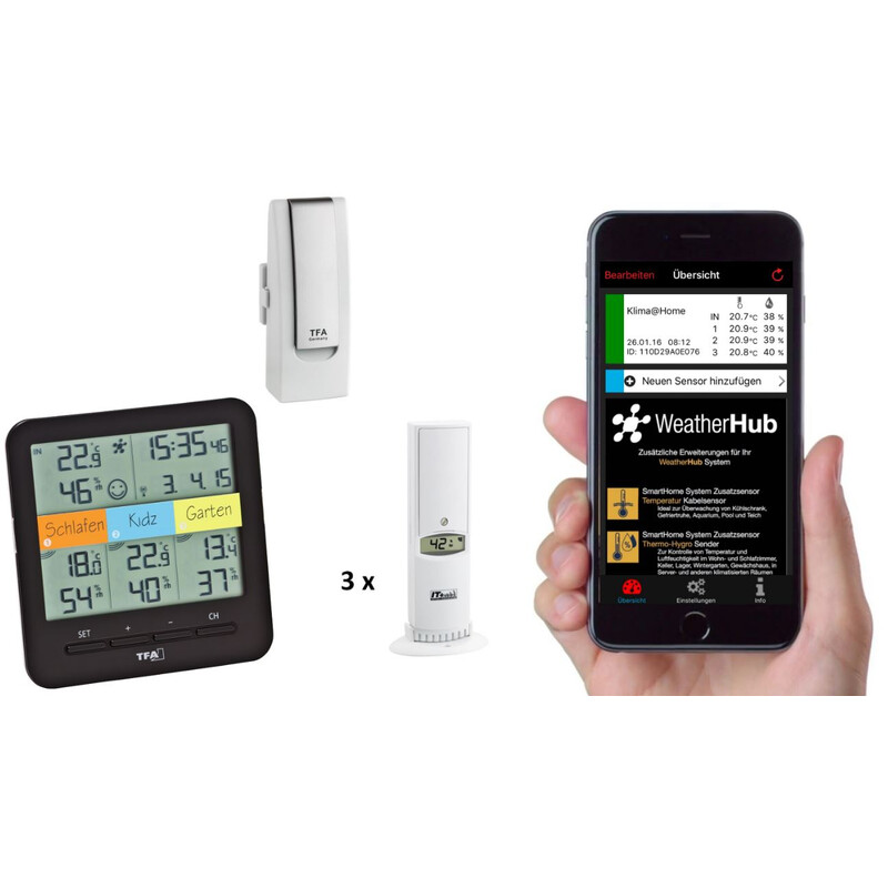 TFA Väderstation WeatherHub startpaket med trådlös termo-hygrometer