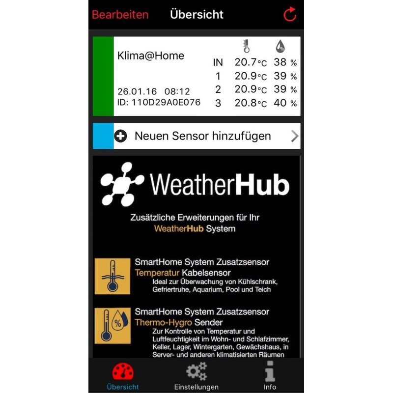 TFA Väderstation WeatherHub startpaket med trådlös termo-hygrometer