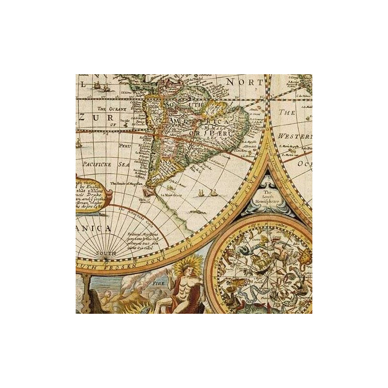 freytag & berndt Världskarta Antik John Speed 1651 (91 x 69 cm)