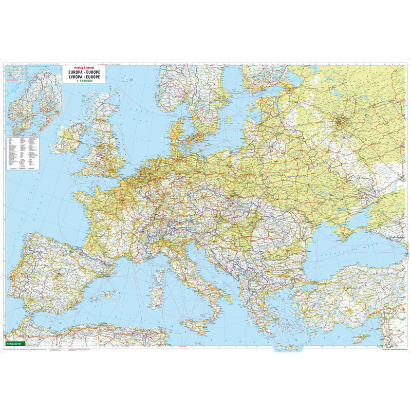 freytag & berndt Kontinentkarta Europa fysiskt XL