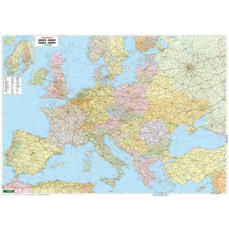freytag & berndt Kontinentkarta Europa politiskt med metallband
