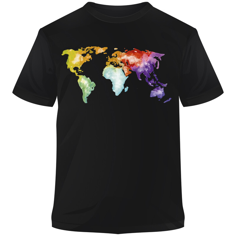 Stiefel T-Shirt Världen är färgglad akvarell XL