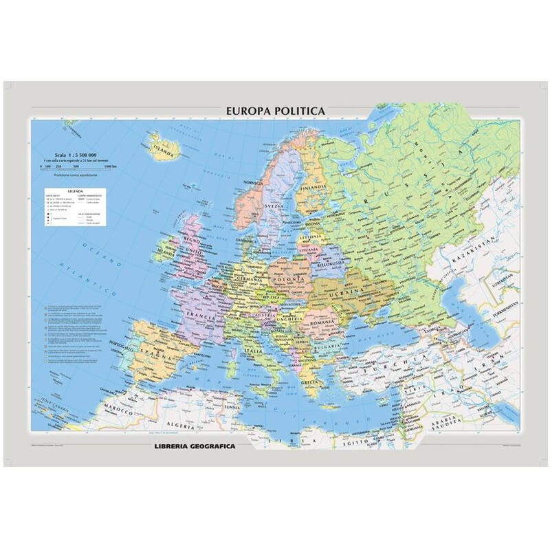 Libreria Geografica Kontinentkarta Europa fisica e politica