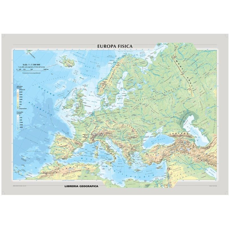 Libreria Geografica Kontinentkarta Europa fisica e politica