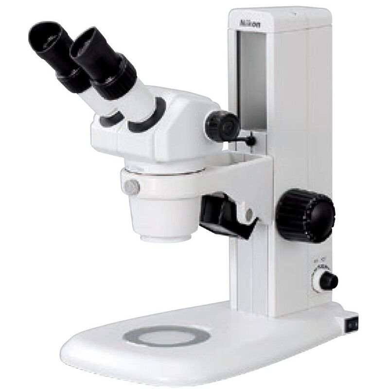 Nikon Zoom-stereomikroskop SMZ445, bino, 0,8x-3,5x, 45°, FN21, B.D.100mm, infallande och Transmitterat ljus, LED