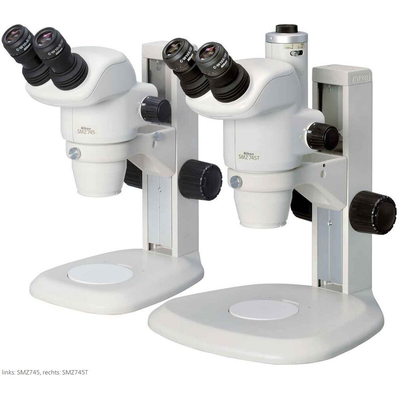 Nikon Zoom-stereomikroskop SMZ745, bino, 0,67x-5x,45°, FN22, B.D.115mm, infallande och Transmitterat ljus, LED