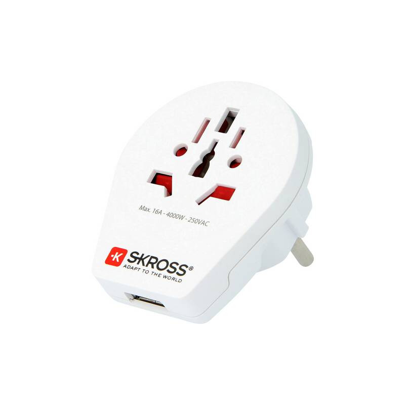 Skross Strömförsörjningsenhet World to Europe reseadapter med USB