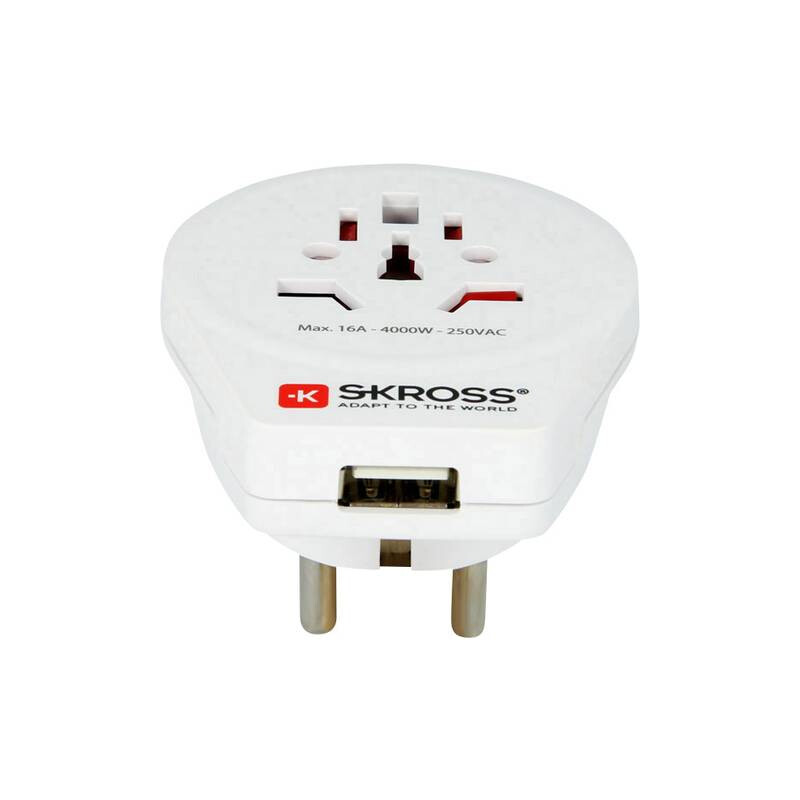 Skross Strömförsörjningsenhet World to Europe reseadapter med USB