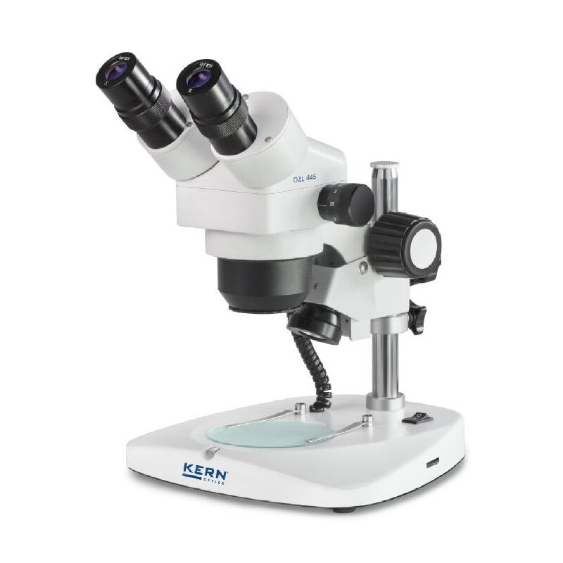 Kern Zoom-stereomikroskop OZL 445, Greenough, pelare, bino, 0,75-3,6x,10x/21, 0,35W LED