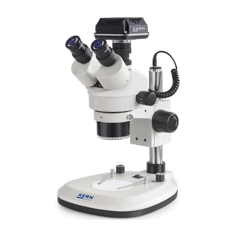 Kern Mikroskop OZL 466C825, Greenough, Pelare, 7-45x, 10x/20, Transmitterat ljus 3W LED, ringlins, kamera 5MP, USB 2.0