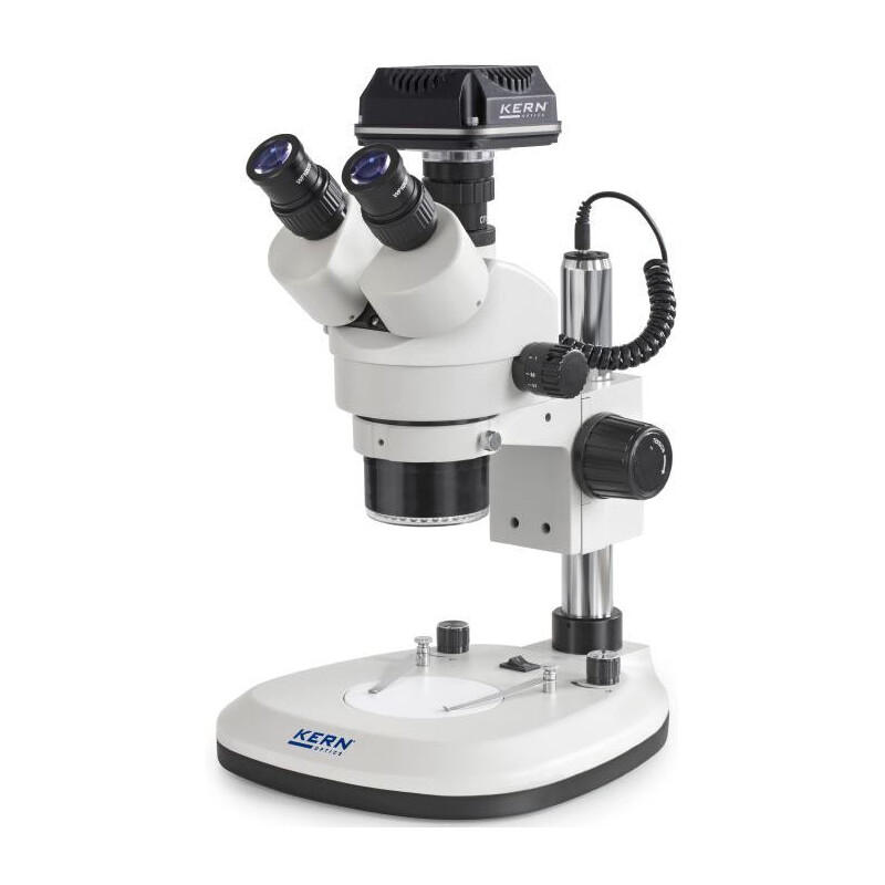Kern Mikroskop OZL 466C825, Greenough, kolumn, 7-45x, 10x/20, reflekterat ljus 3W LED, ringl., kamera 5MP, USB 2.0