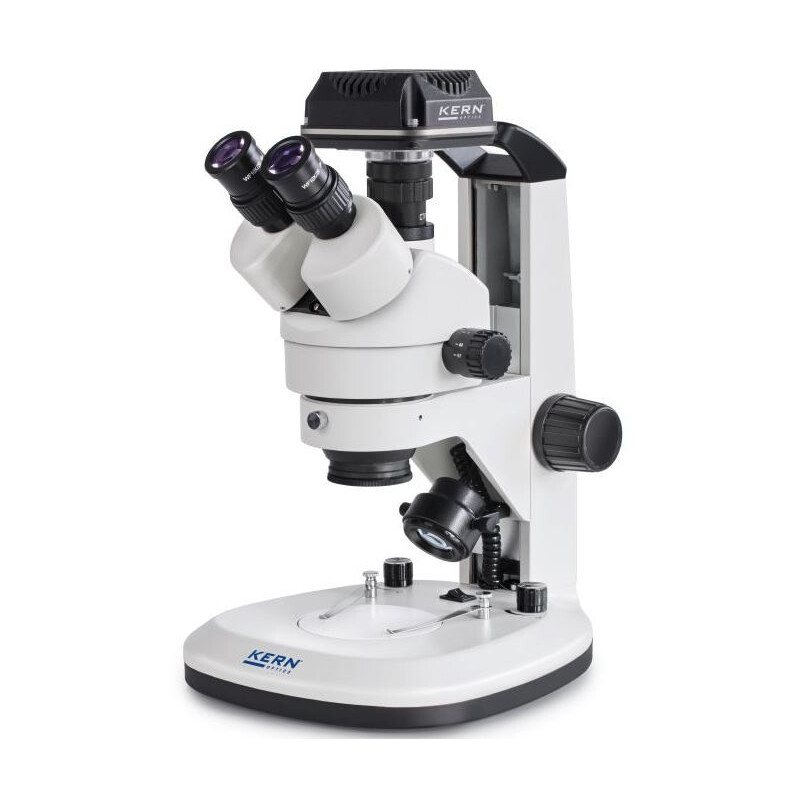 Kern Mikroskop OZL 468C832, Greenough, rack, 7-45x, 10x/20, infallande transmittat ljus, 3W LED, kamera 5MP, USB 3.0
