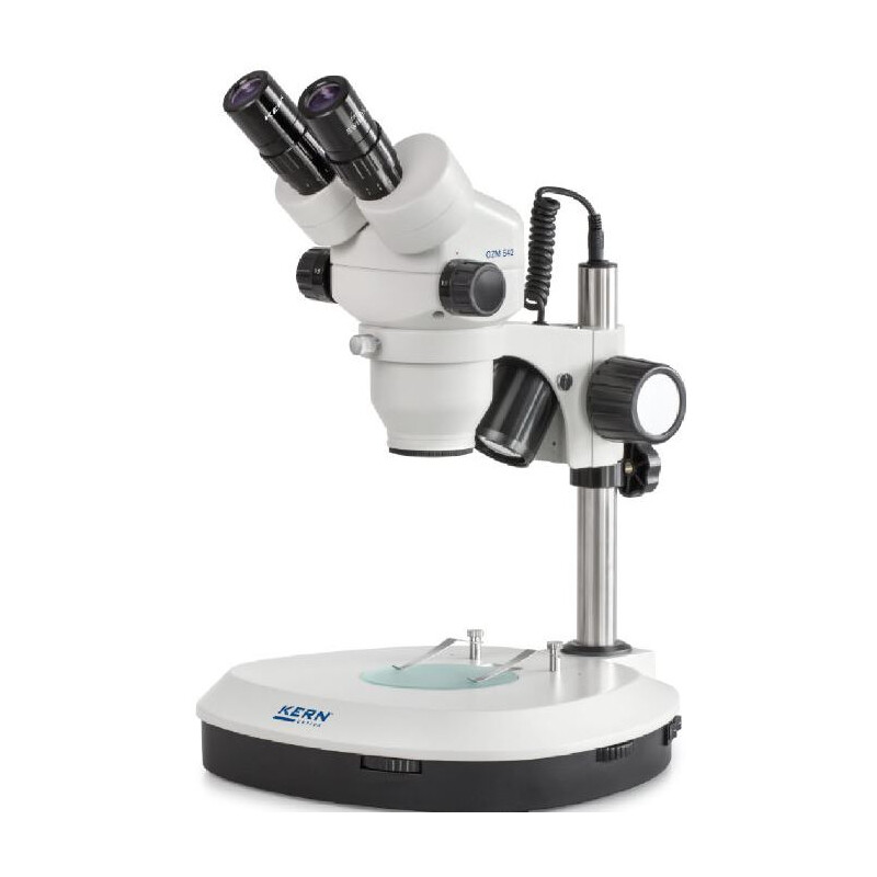 Kern Zoom-stereomikroskop OZM 544, trino, 7-45x, HSWF10x23, Transmitterat ljus, 3W LED