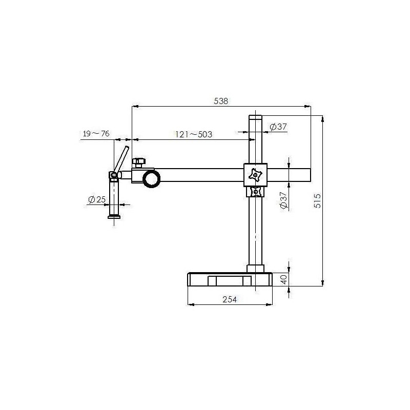 Kern Zoom-stereomikroskop OZM 912, bino, 7x-45x, HSWF 10x23 mm, Stativ, enkel arm (430 mm x 385 mm) m. bordsskiva, Ringlampor LED 4,5 W