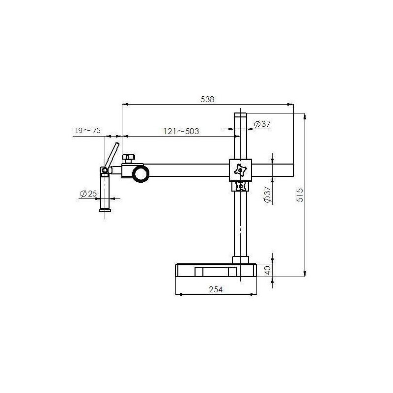Kern Zoom-stereomikroskop OZM 913, trino, 7x-45x, HSWF 10x23 mm, Stativ, enkel arm (515 mm x 614 mm) m. bordsskiva, Ringlampor LED 4,5 W