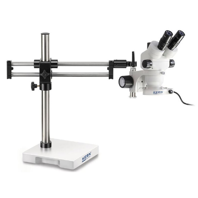 Kern Zoom-stereomikroskop OZM 932, bino, 7-45x, HSWF 10x23 mm, Stativ dubbelarm, 430x480 mm, m. bordsskiva, Ringlampor LED 4,5 W