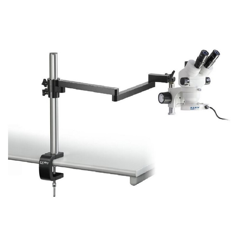 Kern Zoom-stereomikroskop OZM 952, bino, 7-45x , HSWF 10x23 mm, Ledarmstativ, bordsklämma, Ringlampa LED 4.5W