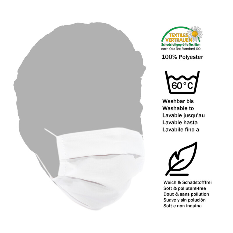 Masketo Mun- och näsmask polyester vit för barn 5 st