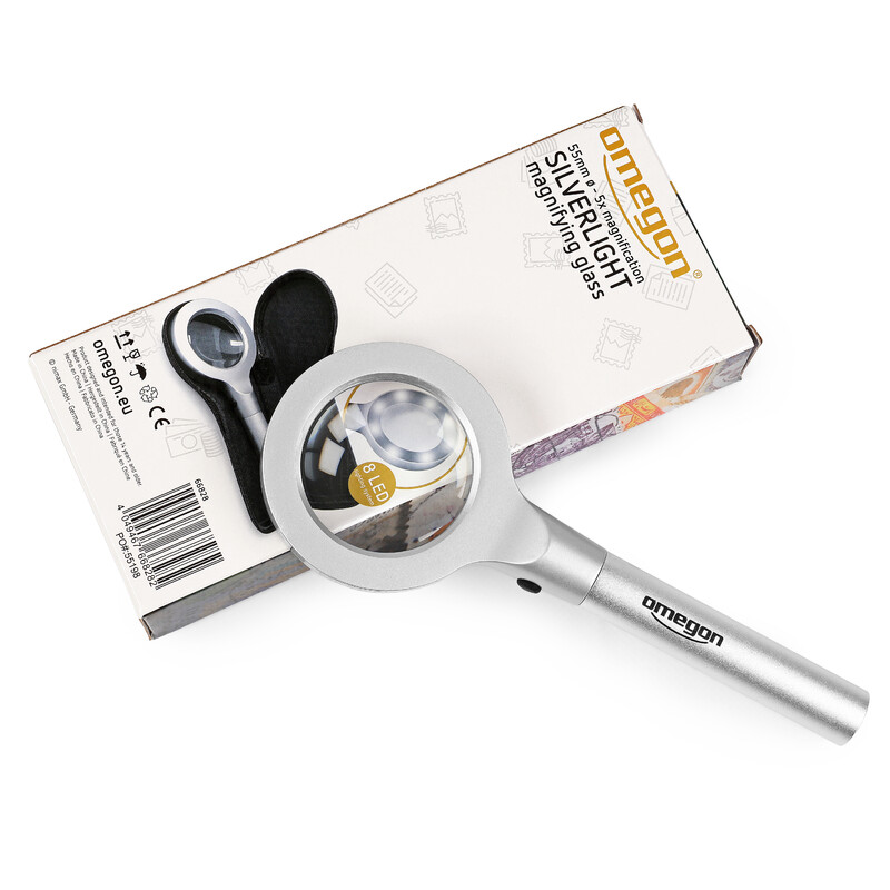 Omegon Lupp 55 mm LED-belyst förstoringsglas