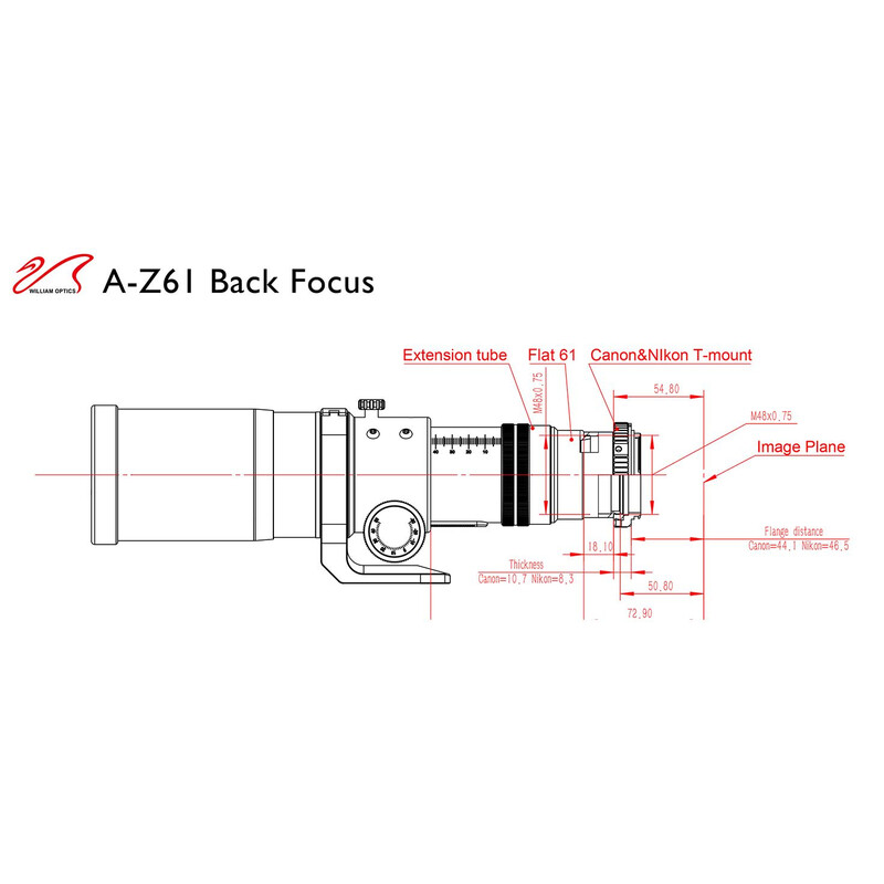 William Optics Apokromatisk refraktor AP 61/360 ZenithStar ZS61 II OTA Guidescope-Set