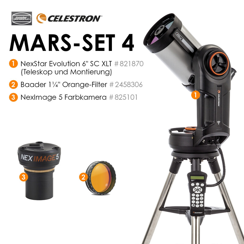 Celestron Schmidt-Cassegrain-teleskop SC 150/1500 NexStar Evolution 6 Mars-Set