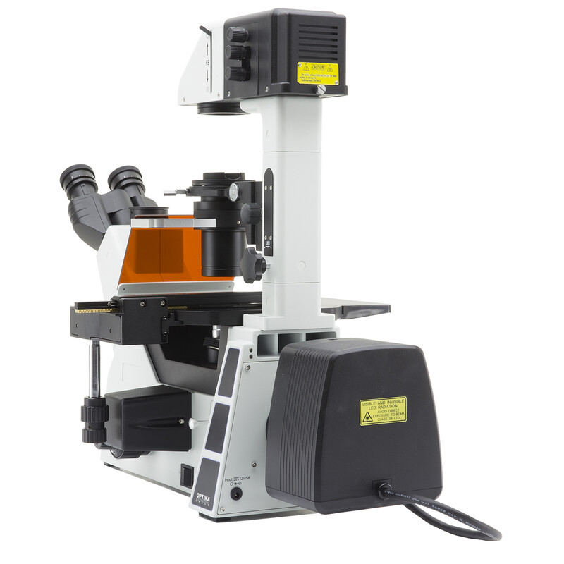 Optika mikroskop IM-5FLD-UK, trino, inverterat, FL-LED, med och utan objektiv, UK