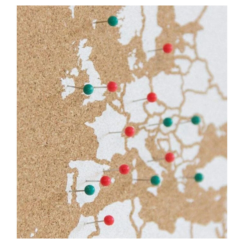 Miss Wood Världskarta Woody Map Natural Cork XXXL white