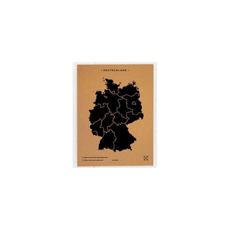 Miss Wood Karta Woody Map Countries Deutschland Cork L black (60 x 45 cm)
